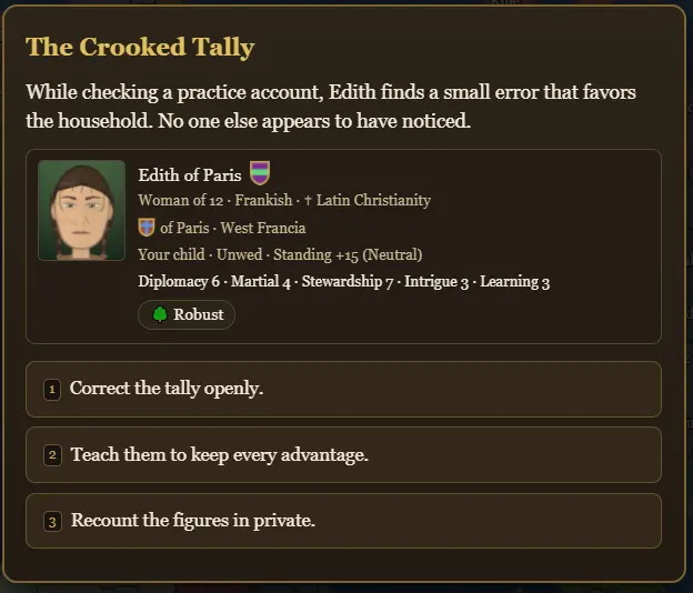 The Crooked Tally education story asking how Edith should respond to an accounting error